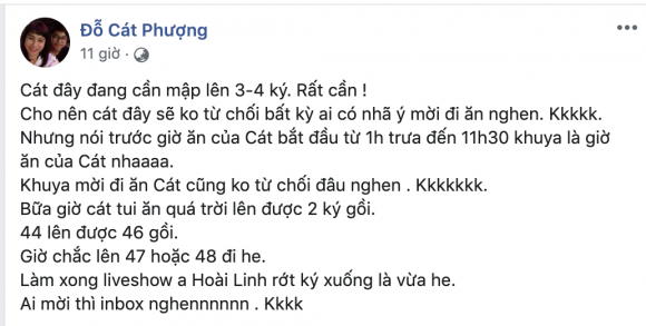 nghệ sĩ hài cát phượng, sao Việt, tăng cân